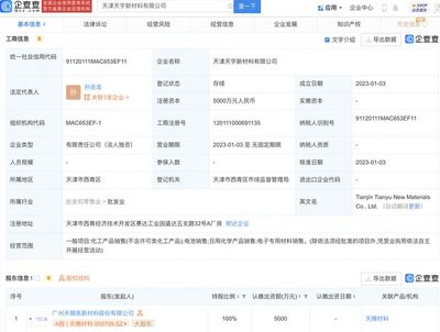 天賜材料于天津新設子公司 布局軸承與高端機械設備，提升新質生產力